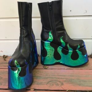 CLUB EXX blue flame platform boots